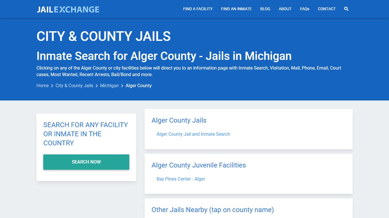 Inmate Search for Alger County | Jails in Michigan - Jail Exchange