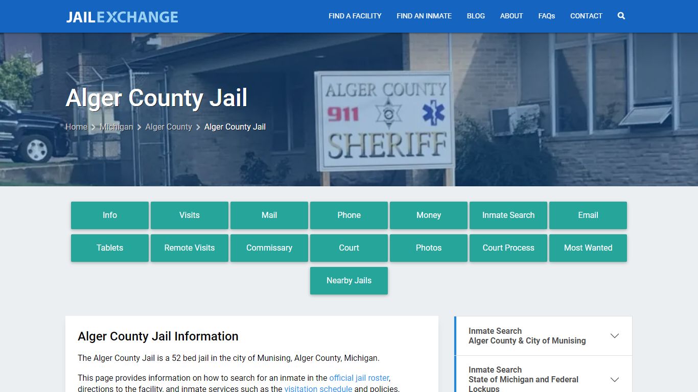Alger County Jail, MI Inmate Search, Information